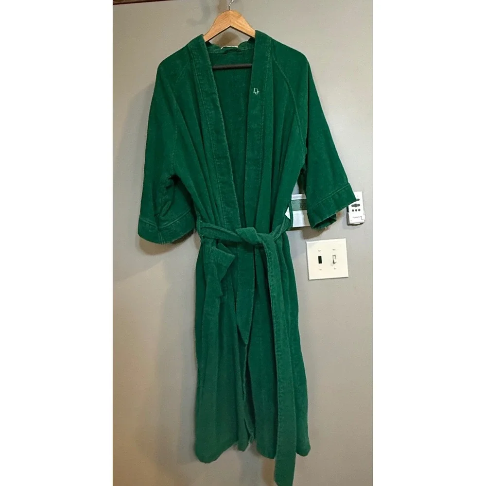Christian Dior Monsieur Robe Mens One Size Green Good Terry Cloth Vintage CD